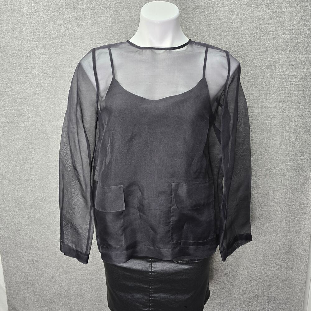 TALBOTS SILK SHEER LONG SLEEVE BLOUSE, SIZE 6, NWT